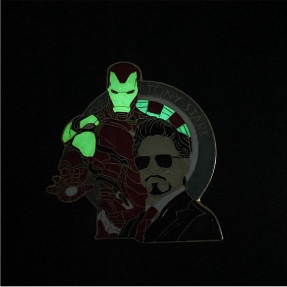 Iron Man and Tony Stark Enamel Pin. Iron Man Glow In The Dark Iron Man Pin. - Picture 2 of 4